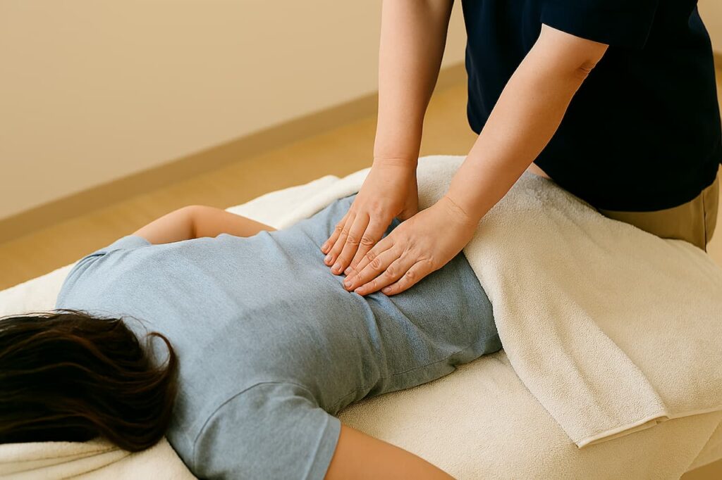 堺市で腰のマッサージをしている風景